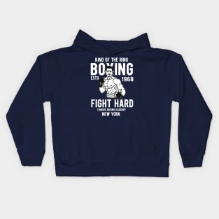 King of ring boxing estd 1968 fight hard famous boxing academy New York Kids Hoodie